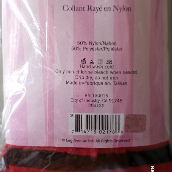 'Leg Avenue' Plus Size 3X-4X Red/black Striped/Hooped Tights NWT - Picture 5 of 5